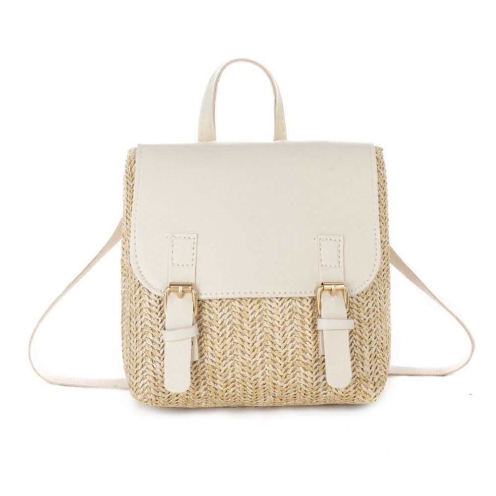 Luxury Bags Vintage - Vielseitige Tasche PU-Leder Stroh-Rucksack Retro-Design Eleganter