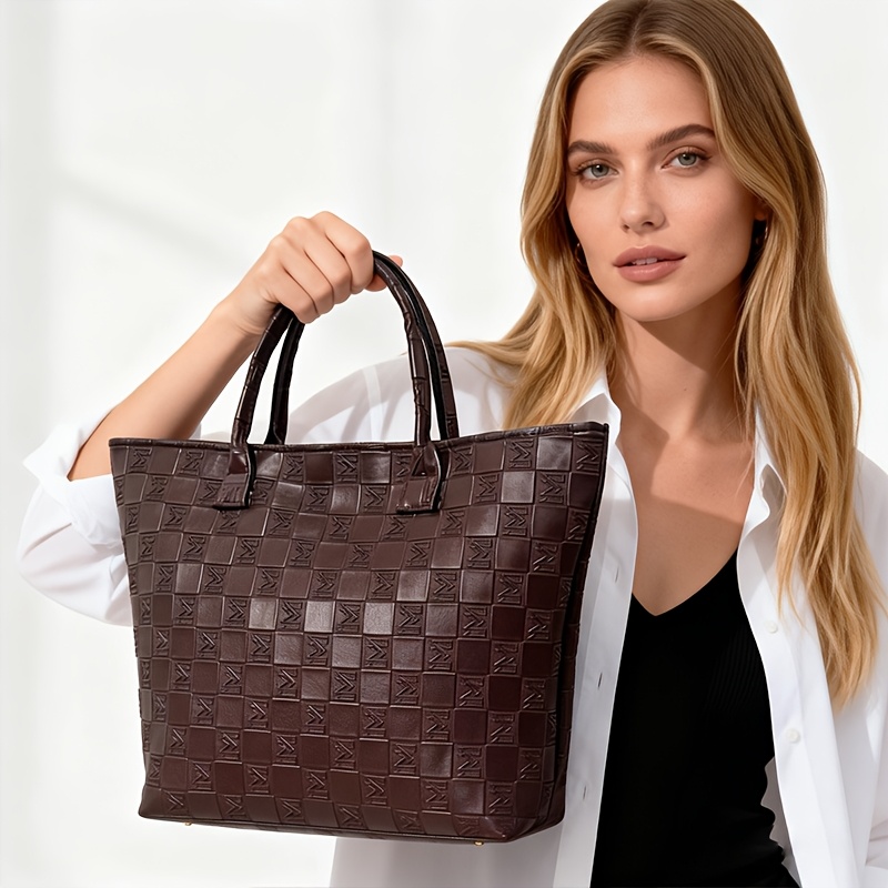 Luxury Bags Vintage - Luxuriöse Dunkelbraune Gesteppte Damen-Tragetasche, Große Kapazität