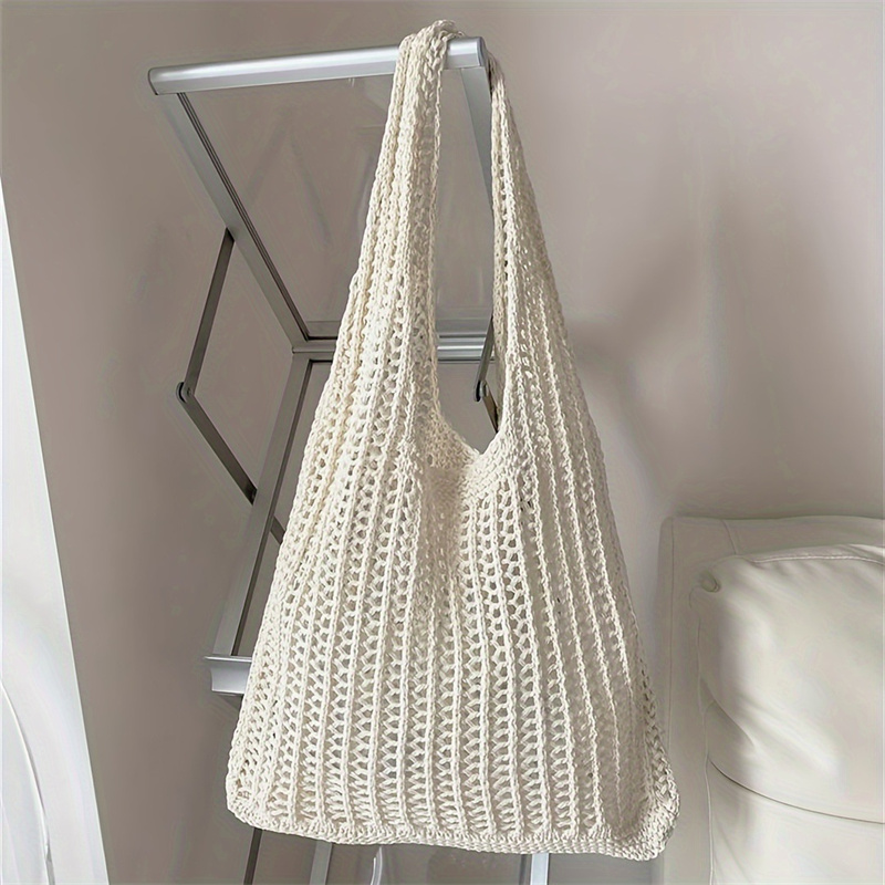 Luxury Beach Bags Ysl - Einfarbige Strick-Umhängetasche mit großer Kapazität, böhmische