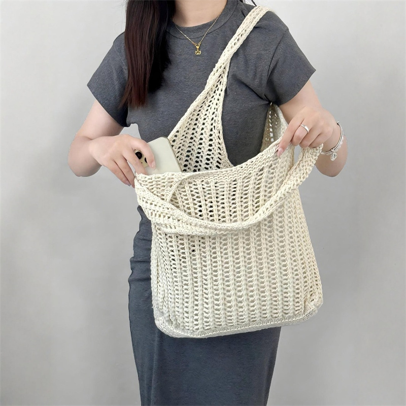 Einfarbige Strick-Umhängetasch – Luxury Beach Bags Ysl Bewertung und Preis