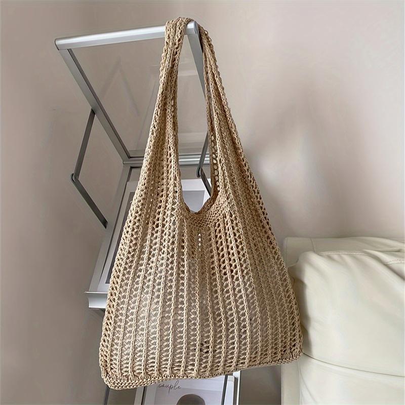Einfarbige Strick-Umhängetasch – Luxury Beach Bags Ysl Bewertung und Preis